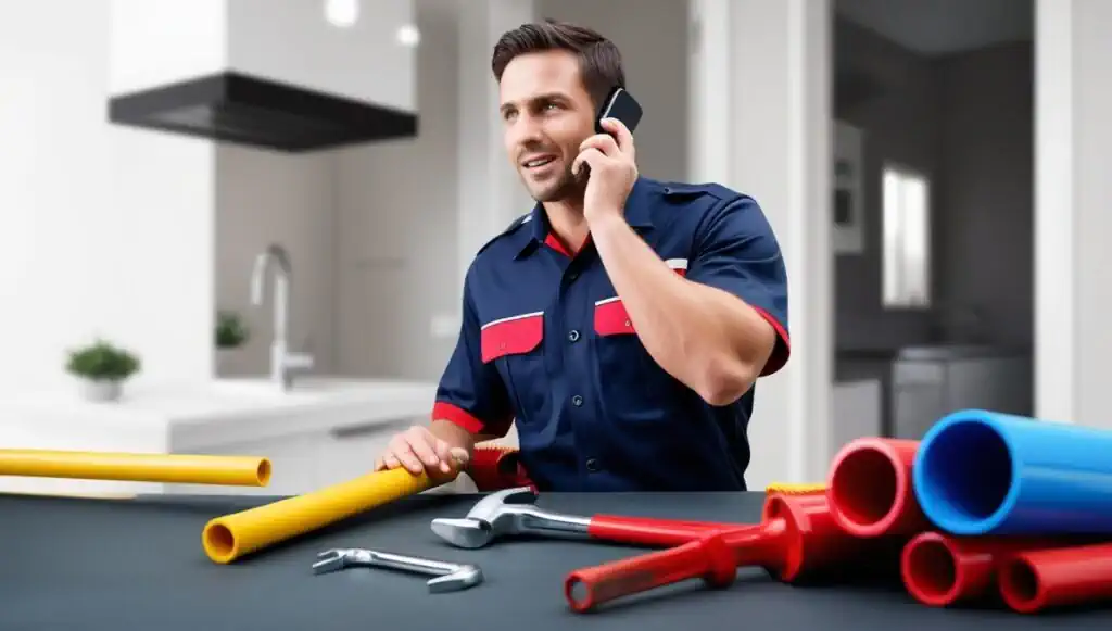 Plumbing website layout showing booking and service sections